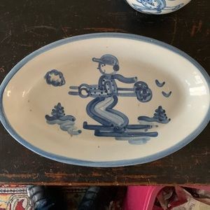 Ceramic pitcher and oval, serving bowl by M a Hadley